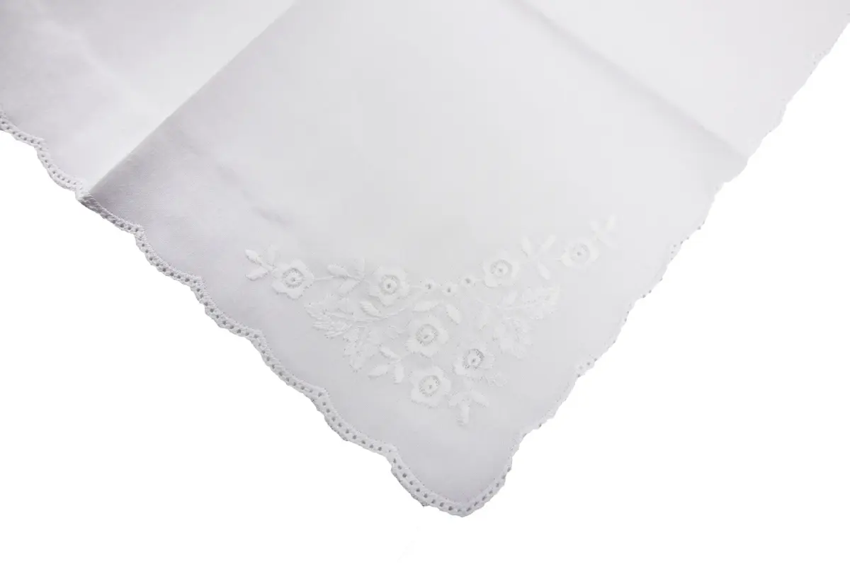 Dames zakdoeken wit 3 stuks - Flower - 100% katoenen dames zakdoek Dames zakdoeken wit 3 stuks - Flower - 100% katoenen dames zakdoek