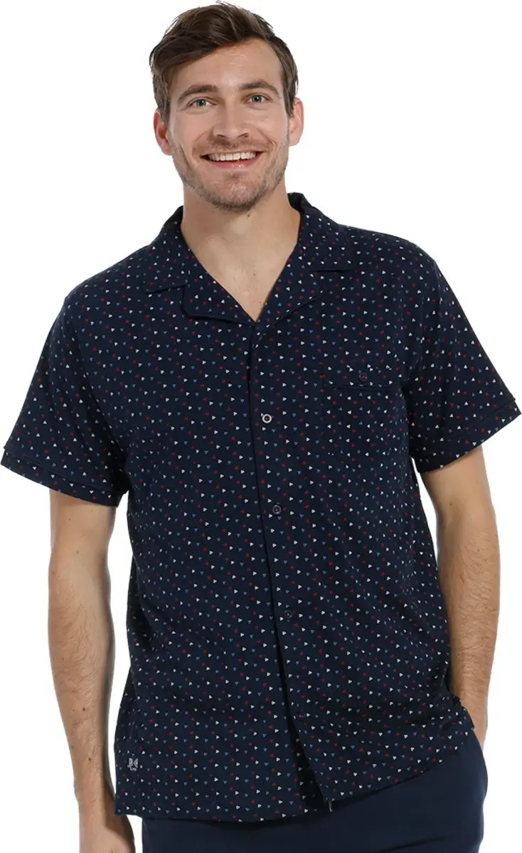 Pastunette heren pyjama jasje Korte mouw 100% katoen - Knoopsluiting - NOS