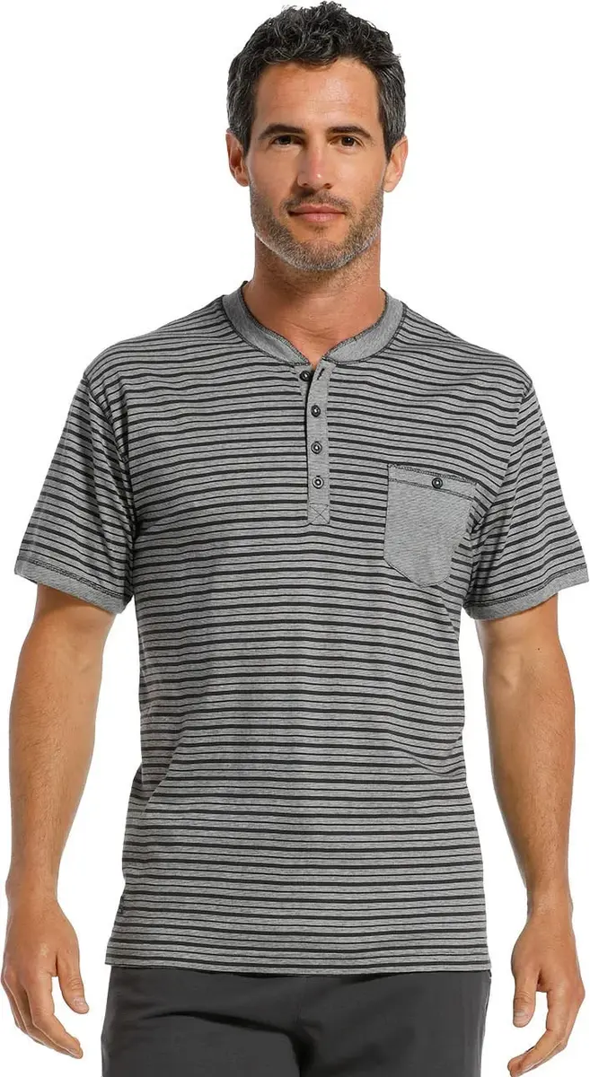 Pastunette heren pyjama shirt korte mouw - Mix & Match - NOS