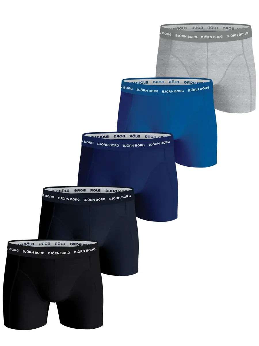 Bjorn Borg boxershorts 5-pack heren onderbroeken Blue Depths - Solid - Katoenen heren ondergoed - Multipack