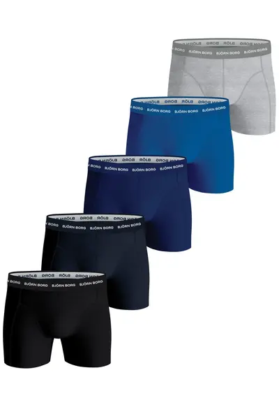 Bjorn Borg 5-pack heren boxershort Blue Depths - Solid Bjorn Borg 5-pack heren boxershort Blue Depths - Solid
