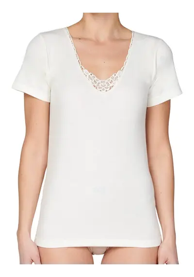 Entex dames thermo shirt korte mouw met kant Entex dames thermo shirt korte mouw met kant