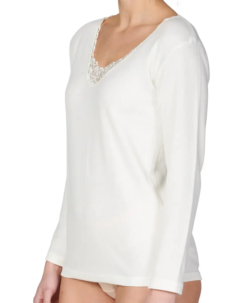Entex thermo shirt lange mouw met kantje - wollen Thermo ondergoed dames - Thermo kleding dames Entex thermo shirt lange mouw met kantje - wollen Thermo ondergoed dames - Thermo kleding dames