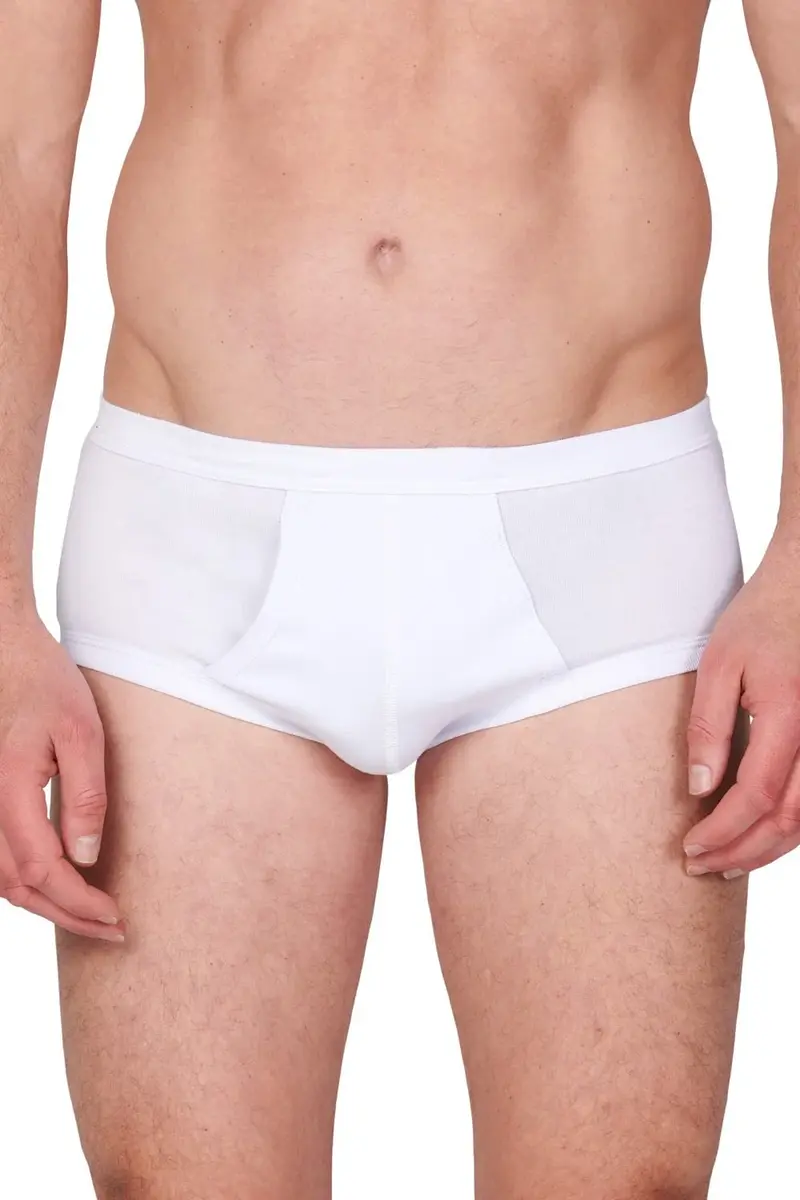 Beeren 2-pak heren heup slip wit - met gulp M3000 - 100% katoenen Beeren ondergoed - Senioren - Met sluiting