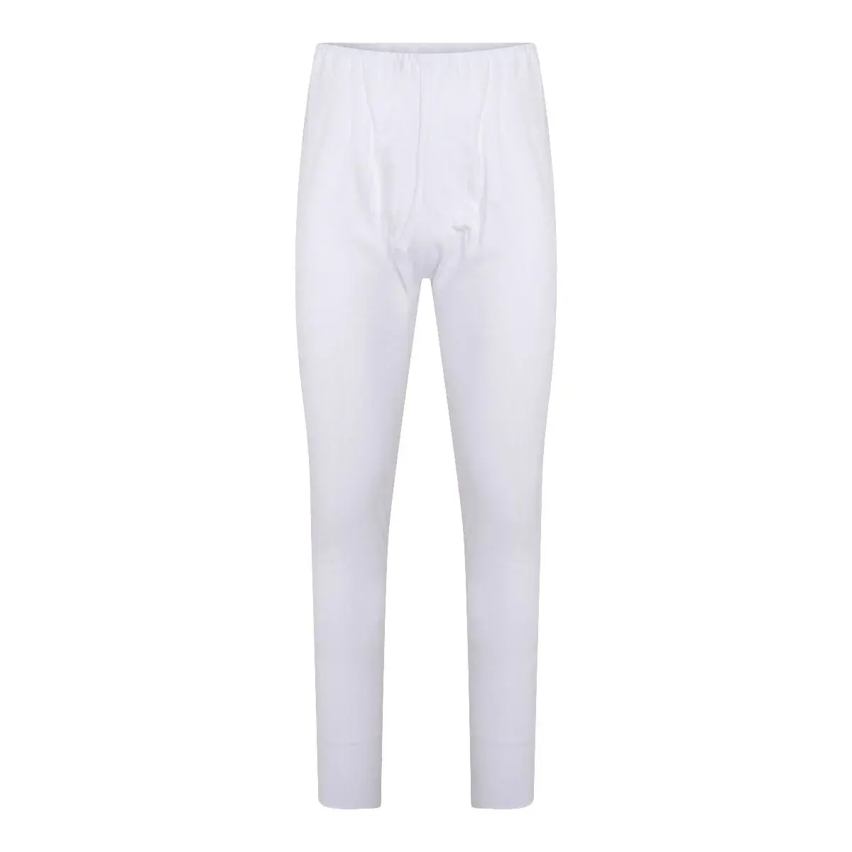 Beeren heren pantalon wit met gulp M3400 - Lange heren onderbroek katoen - Met sluiting