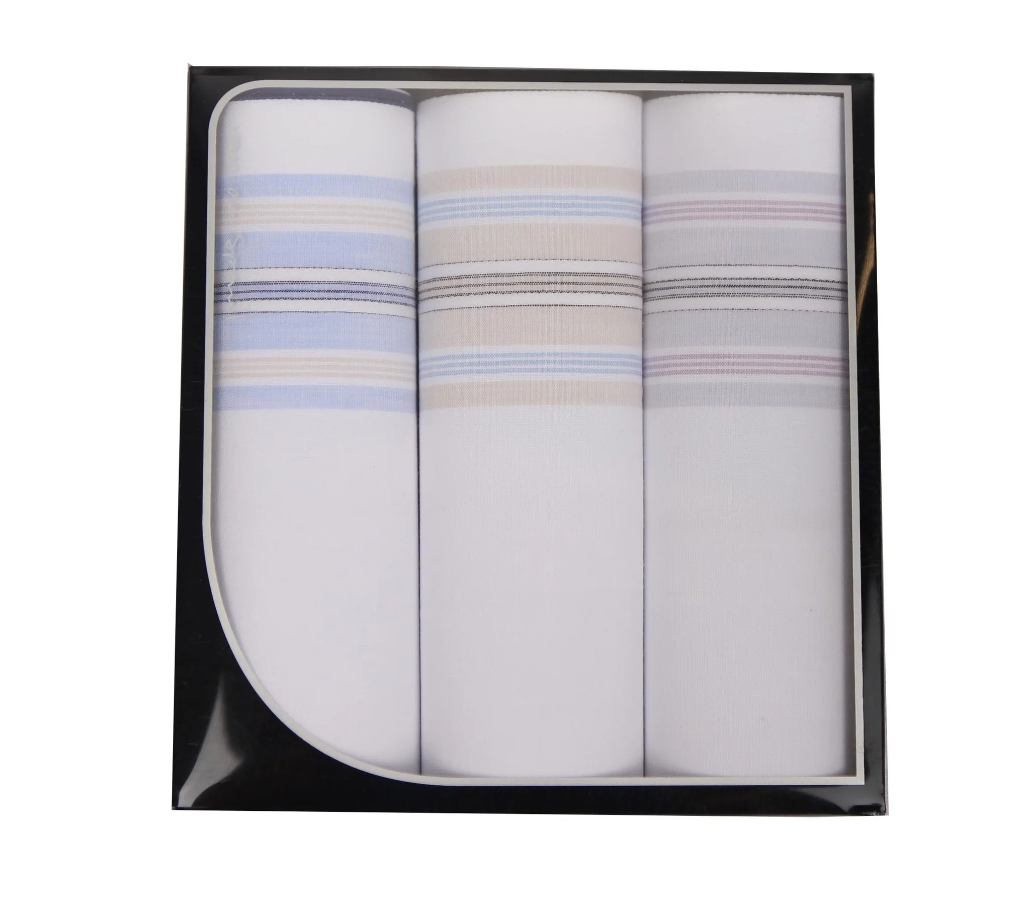 Swan 3 stuks - Heren zakdoeken - White Blue - Cadeau verpakking