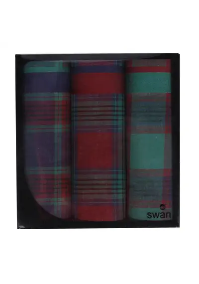 Swan 3 stuks - Heren zakdoeken Ruit rood
