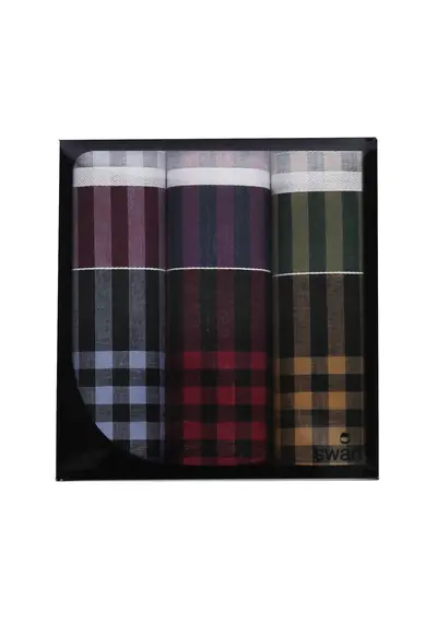 Swan Heren zakdoeken Ruit donker 3 stuks