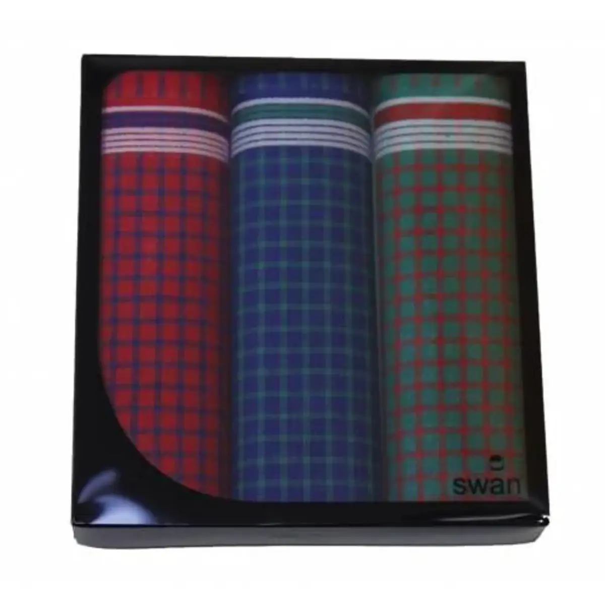Swan 3 stuks Heren zakdoeken Blok donker - Cadeauverpakking