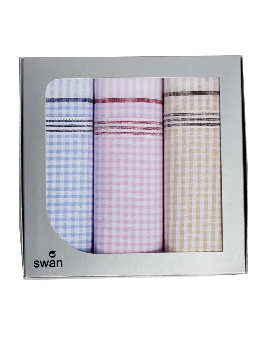Swan 3-pak Dames zakdoeken Vintage Ruit - Stoffen katoenen zakdoeken