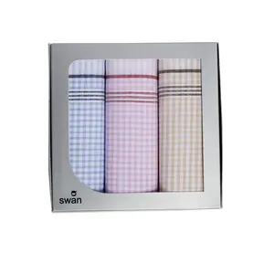 Swan  3-pak Dames zakdoeken Vintage Ruit - Stoffen katoenen zakdoeken