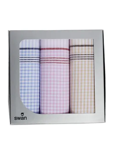 Swan  3-pak Dames zakdoeken Vintage Ruit Swan  3-pak Dames zakdoeken Vintage Ruit