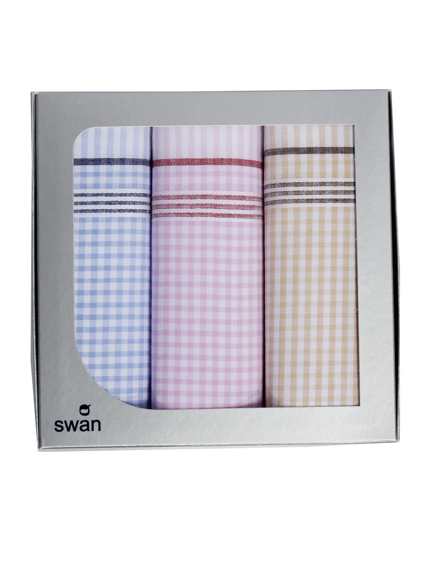 Swan  3-pak Dames zakdoeken Vintage Ruit