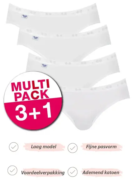 Sloggi 4-pack Basic Mini dames slips (3+1 Gratis) - Bikini dames slip - Onderbroek katoen - Sloggi aanbieding Sloggi 4-pack Basic Mini dames slips (3+1 Gratis) - Bikini dames slip - Onderbroek katoen - Sloggi aanbieding
