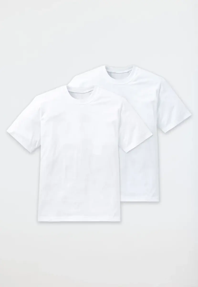 Schiesser 2-pack heren American T-Shirts - Wijd model heren ondershirt katoen - wit en zwart Schiesser 2-pack heren American T-Shirts - Wijd model heren ondershirt katoen - wit en zwart