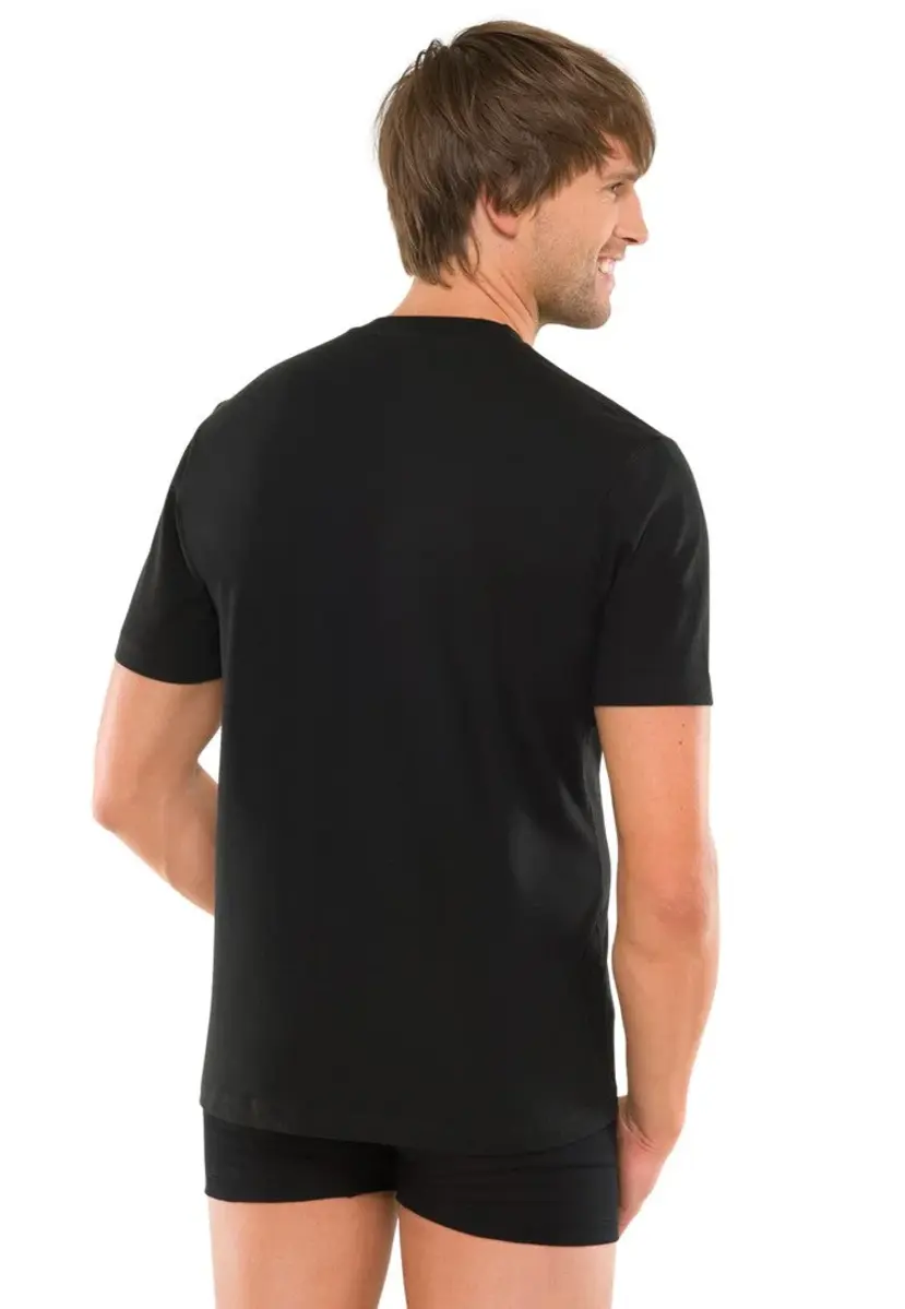 Schiesser 2-pack heren American T-Shirts - Wijd model heren ondershirt katoen - wit en zwart Schiesser 2-pack heren American T-Shirts - Wijd model heren ondershirt katoen - wit en zwart