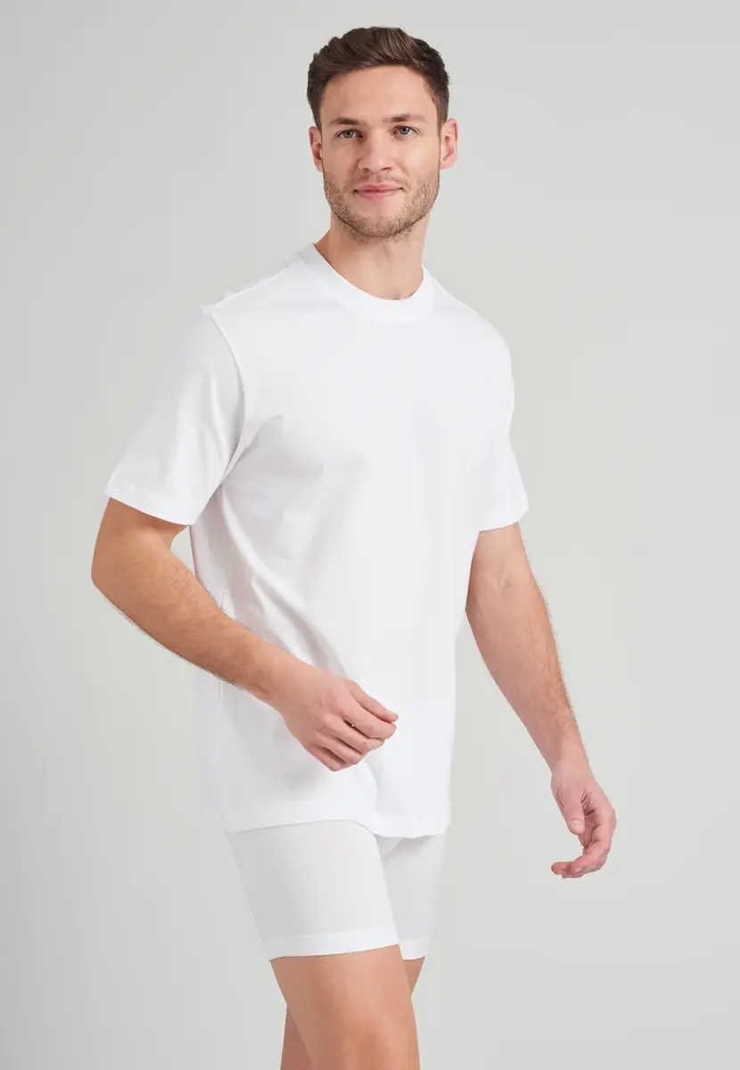 Schiesser 2-pack heren American T-Shirts - Wijd model heren ondershirt katoen - wit en zwart