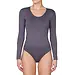 J&C body lange mouw microfiber 6889 - Bodysuit dames - Ronde hals - Grijs