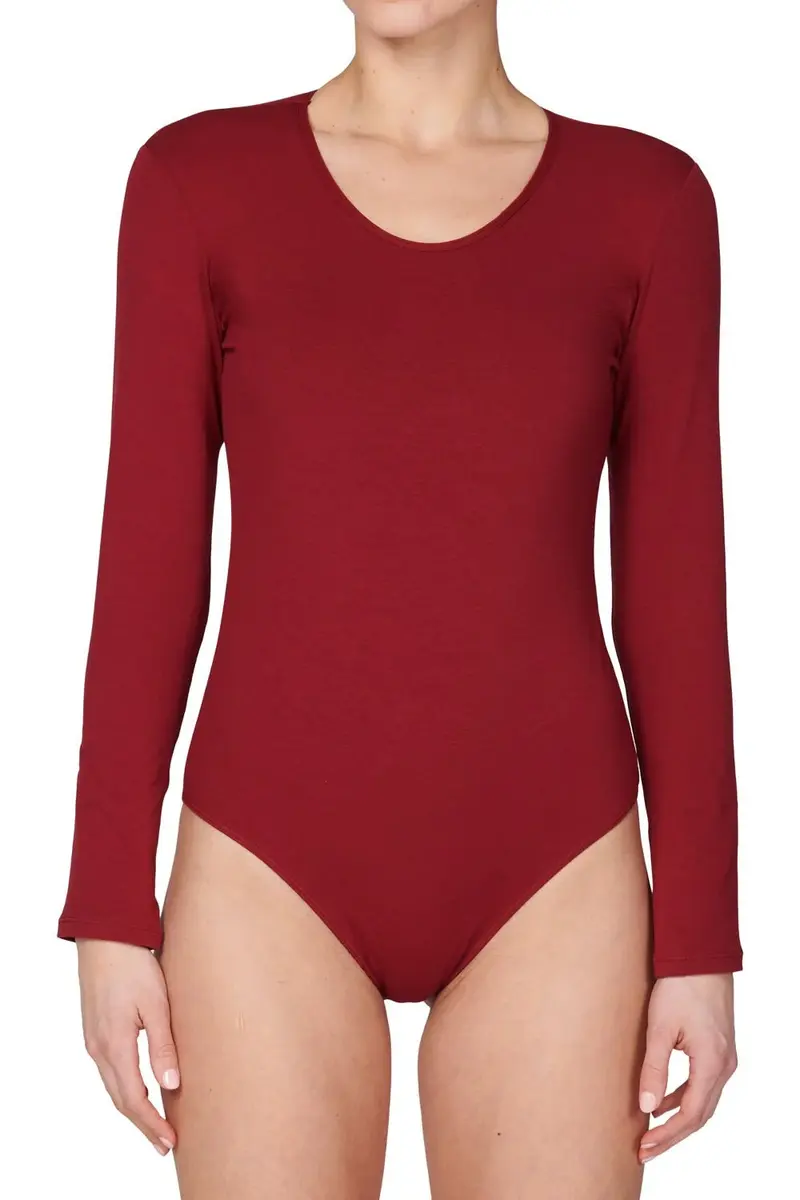 J&C body lange mouw katoen - bodystocking dames - diepe ronde hals - Witte body - zwarte body J&C body lange mouw katoen - bodystocking dames - diepe ronde hals - Witte body - zwarte body