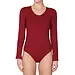 J&C body lange mouw katoen - bodystocking dames - diepe ronde hals - Witte body - zwarte body - Rood