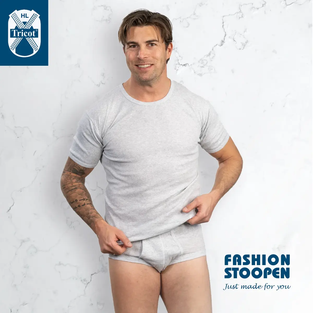 HL-tricot heren slip met gulp, Flatlock - Heren onderbroeken met sluiting - Katoenen ondergoed