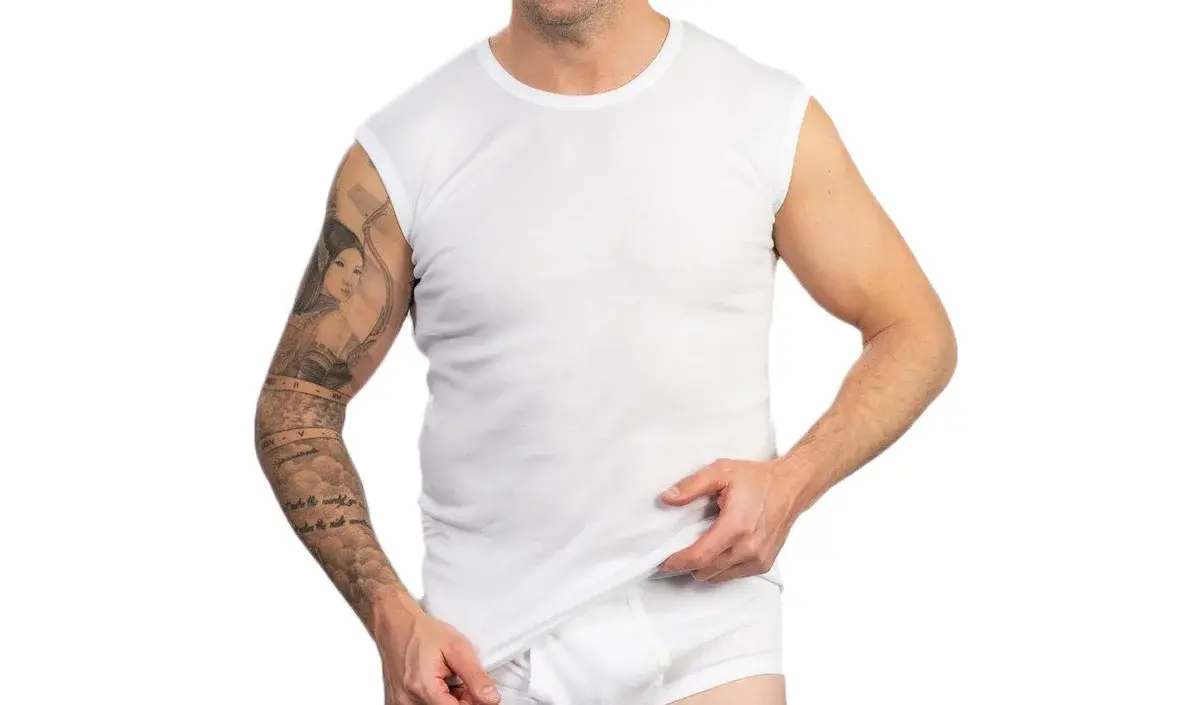 HL-tricot mouwloos shirt heren - 100% katoen - Ondershirt zonder mouwen wit - Mannen HL-tricot mouwloos shirt heren - 100% katoen - Ondershirt zonder mouwen wit - Mannen