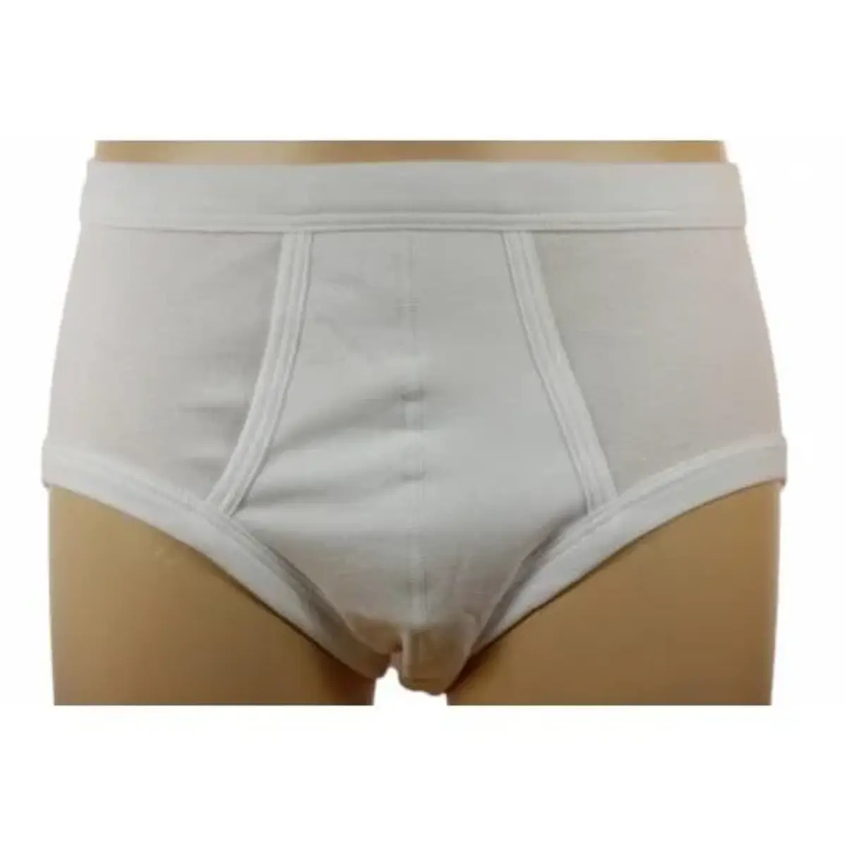 HL-tricot heren slip met gulp - Flatlock - Heren ondergoed met sluiting - Witte onderbroek mannen