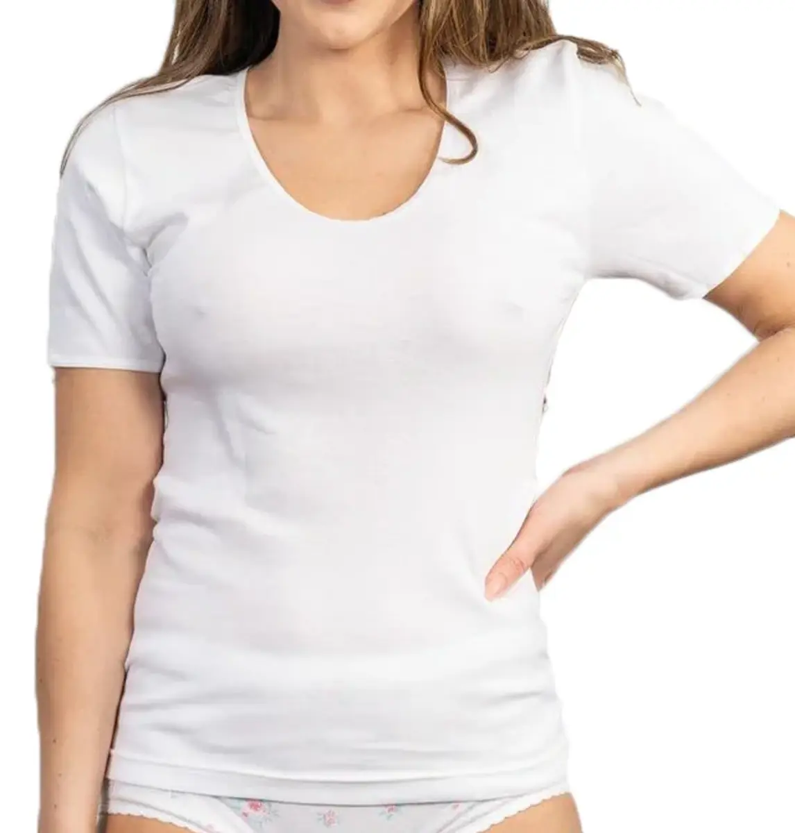 HL-tricot dames T-shirt korte mouw Timeless - 100% katoenen vrouwen ondershirt - Naadloos