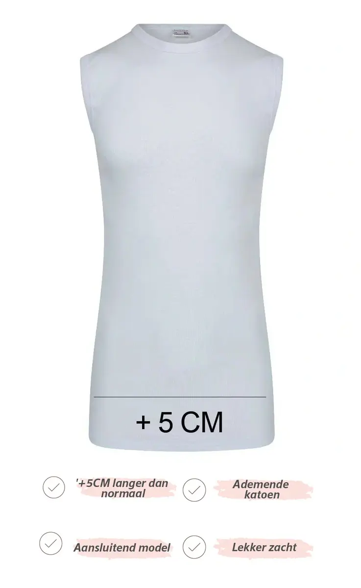 Beeren heren mouwloos shirt katoen Extra lang - Shirt zonder mouwen - wit en zwart Ondershirt Beeren heren mouwloos shirt katoen Extra lang - Shirt zonder mouwen - wit en zwart Ondershirt