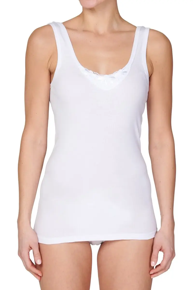 Beeren dames hemd met kant - Angela - Kanten onderhemd - Singlet - 100% katoen