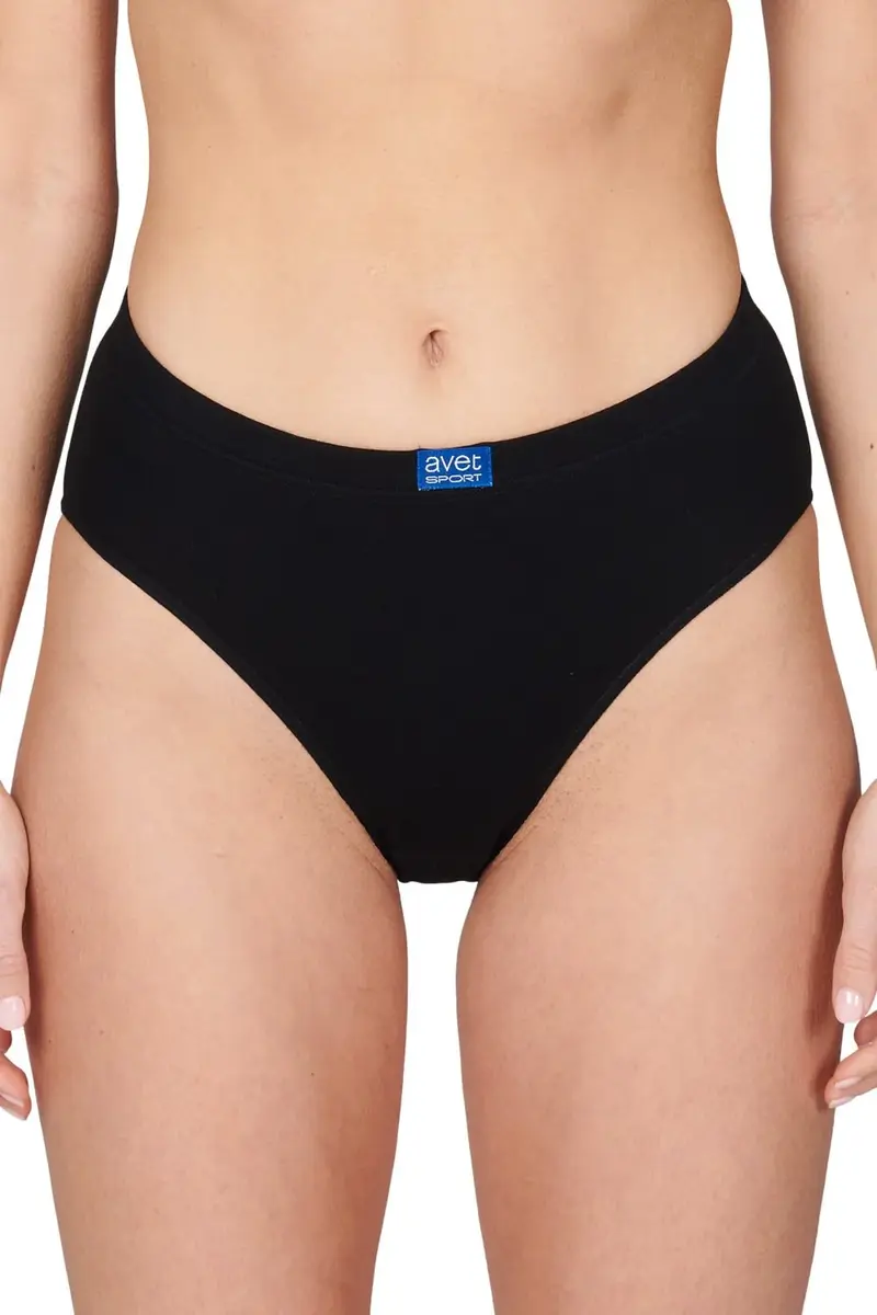 Avet dames High leg slip 3270 sport - Dames onderbroek - kanten ondergoed -badstof kruisje - wit en zwart