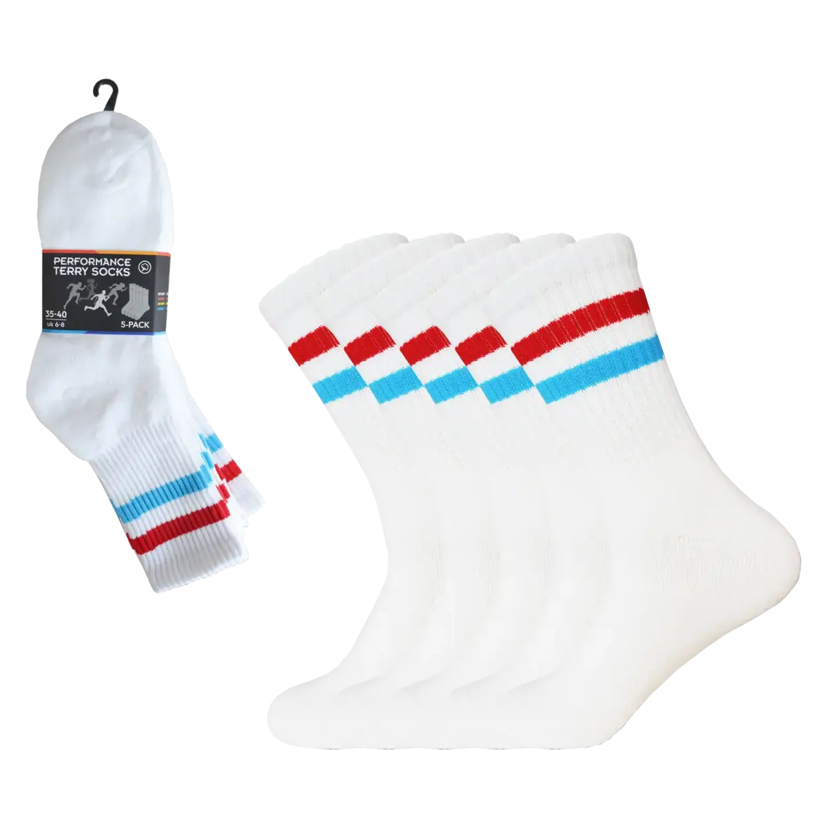 Gianvaglia 5-pak sportsokken met badstof - Unisex - Stevige multipack sportsokken met streep - dames en heren