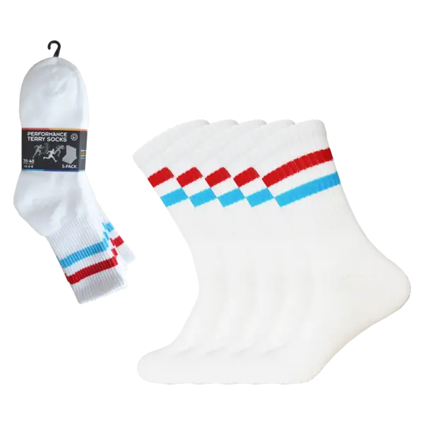 Gianvaglia 5-pak sportsokken met badstof - Unisex - Stevige multipack sportsokken met streep - dames en heren Gianvaglia 5-pak sportsokken met badstof - Unisex - Stevige multipack sportsokken met streep - dames en heren