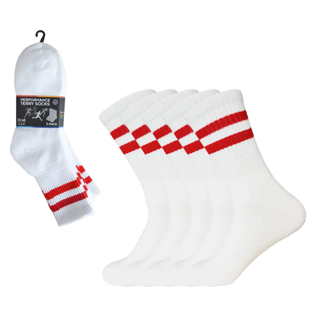 Gianvaglia 5-pak sportsokken met badstof - Unisex - Stevige multipack sportsokken met streep - dames en heren