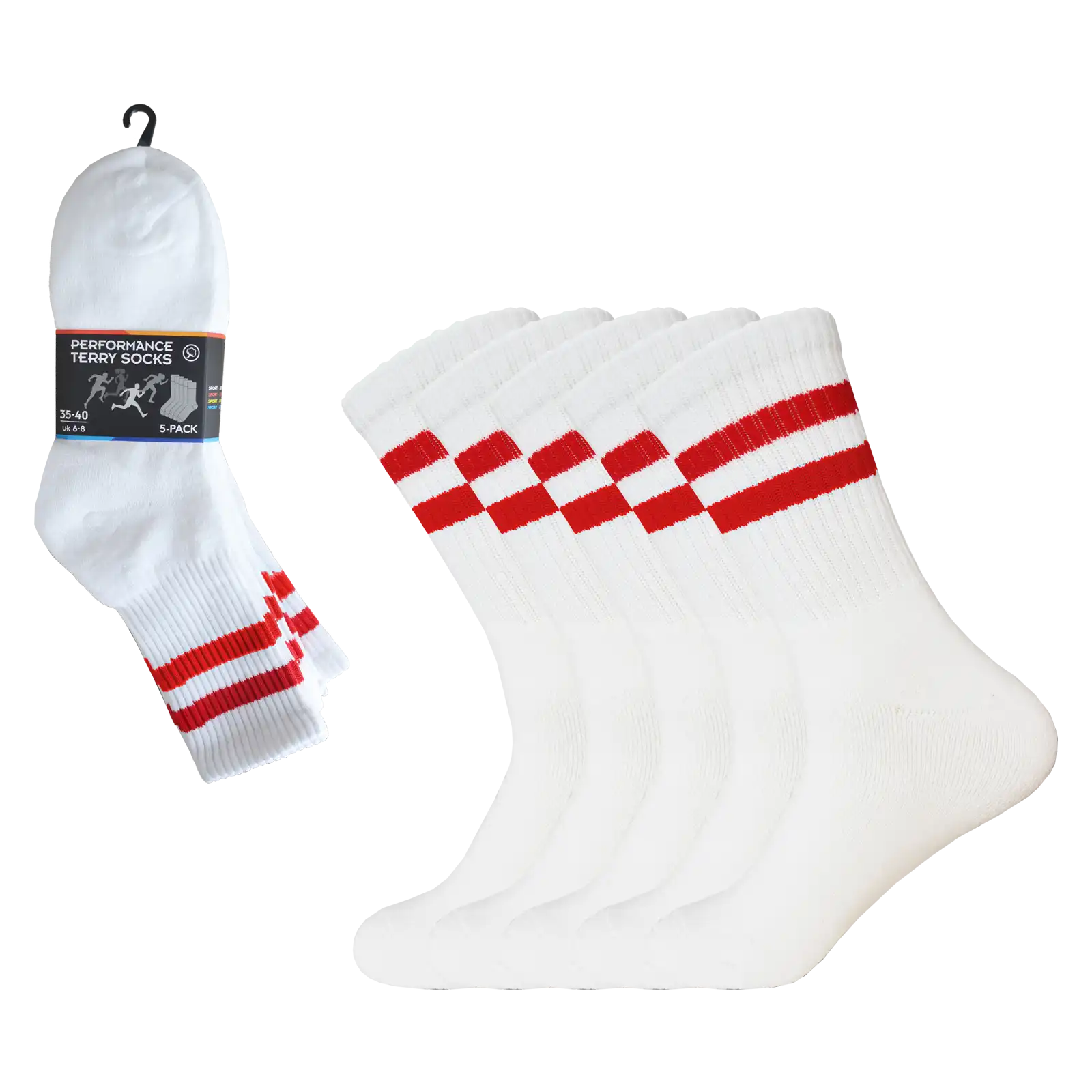 Gianvaglia 5-pak sportsokken met badstof - Unisex - Stevige multipack sportsokken met streep - dames en heren