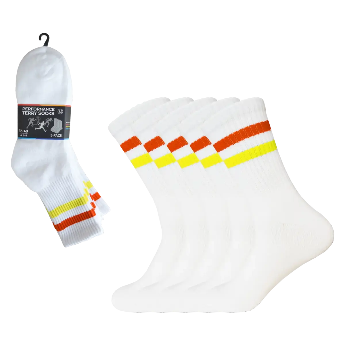 Gianvaglia 5-pak sportsokken met badstof - Unisex - Stevige multipack sportsokken met streep - dames en heren