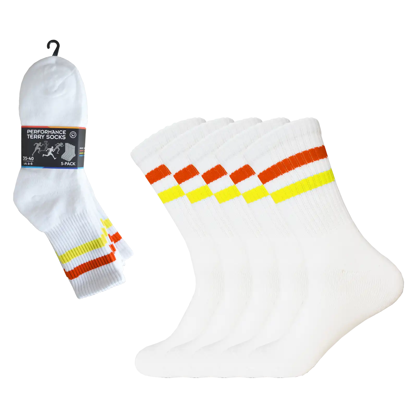 Gianvaglia 5-pak sportsokken met badstof - Unisex - Stevige multipack sportsokken met streep - dames en heren