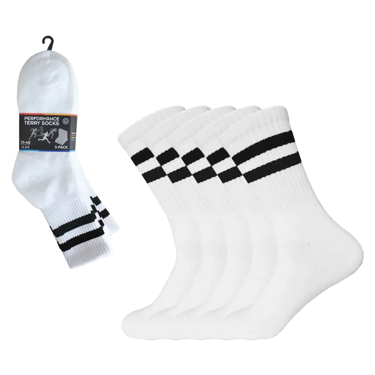 Gianvaglia 5-pak sportsokken met badstof - Unisex - Stevige multipack sportsokken met streep - dames en heren