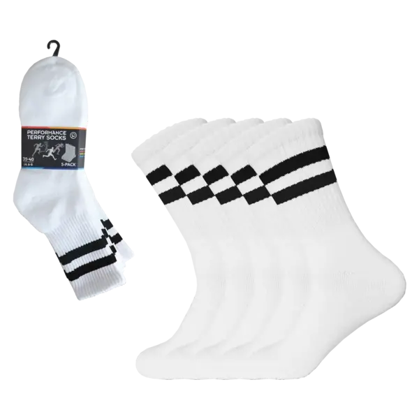 Gianvaglia 5-pak sportsokken met badstof - Unisex - Stevige multipack sportsokken met streep - dames en heren Gianvaglia 5-pak sportsokken met badstof - Unisex - Stevige multipack sportsokken met streep - dames en heren