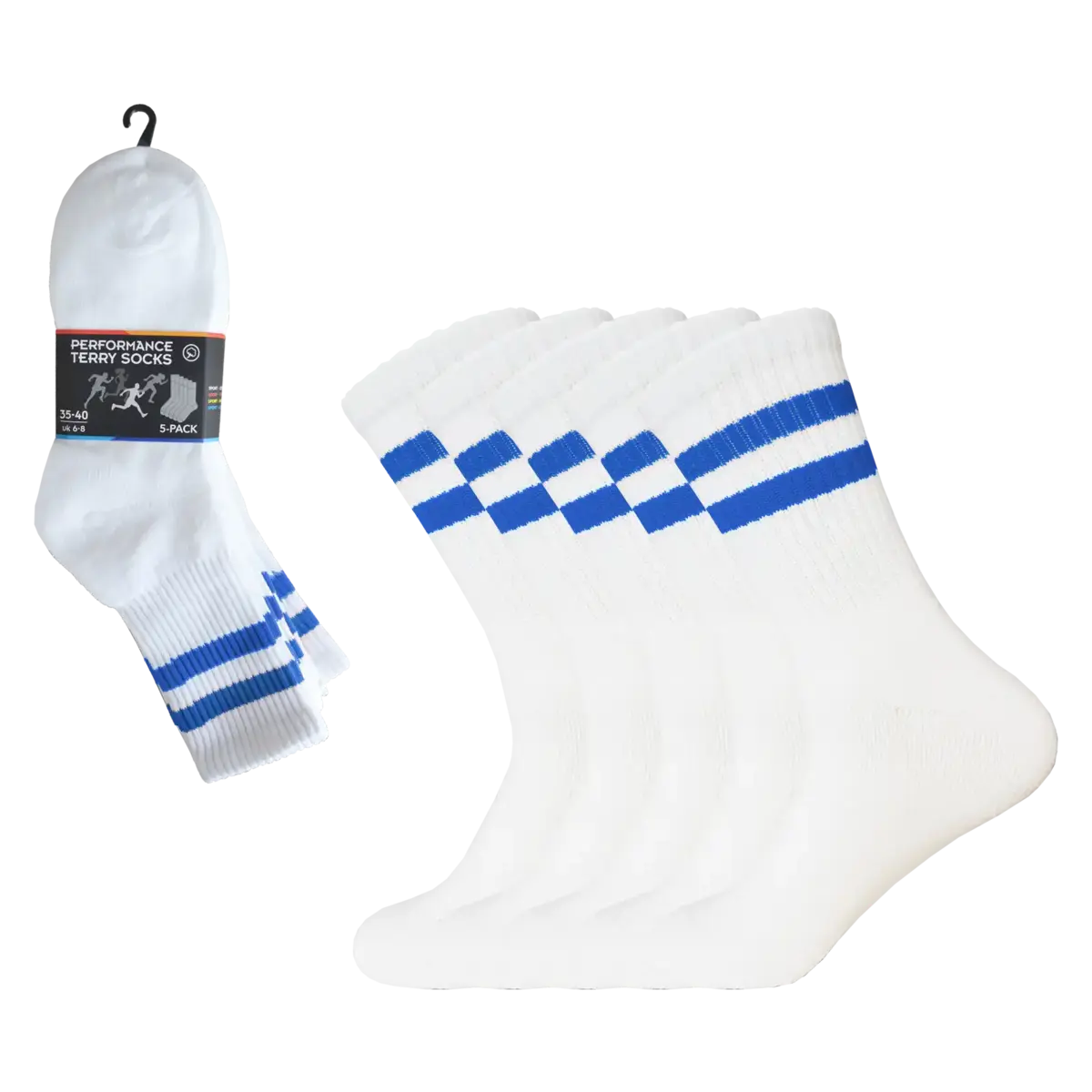 Gianvaglia 5-pak sportsokken met badstof - Unisex - Stevige multipack sportsokken met streep - dames en heren