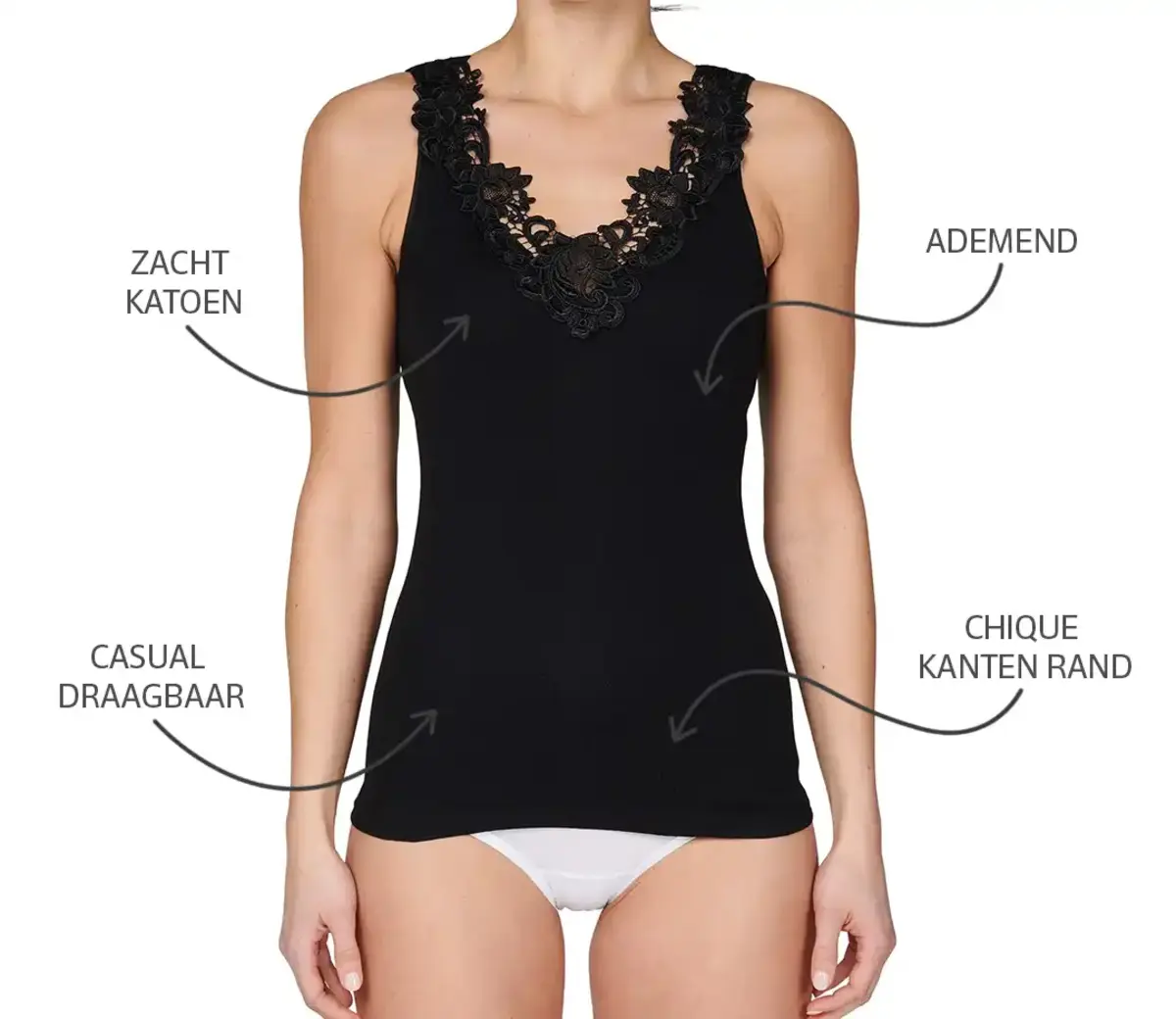 Toker Hemdje met kant, breed bandje 228/1 Kanten dames onderhemd - 100% katoenen ondergoed Toker Hemdje met kant, breed bandje 228/1 Kanten dames onderhemd - 100% katoenen ondergoed