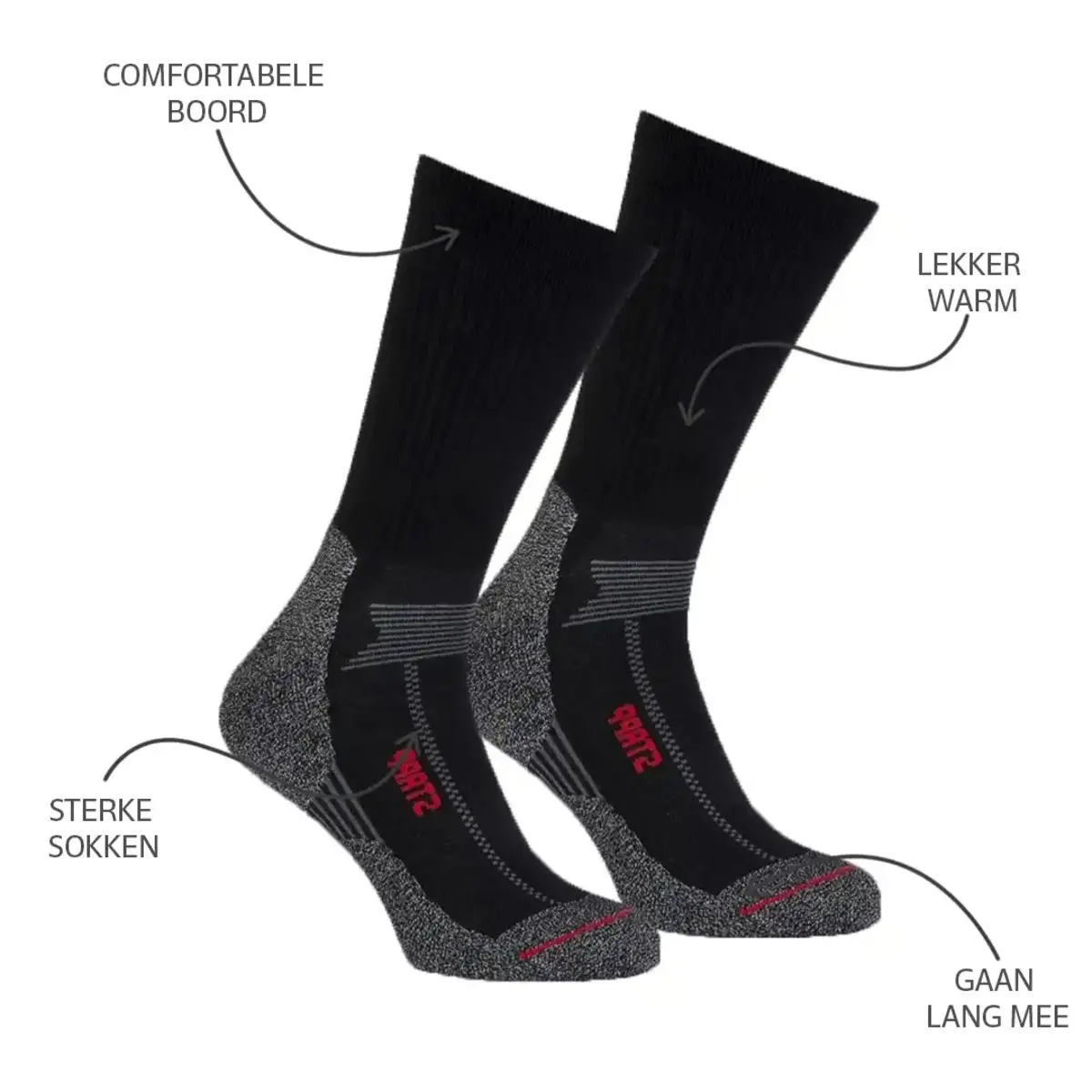 Stapp sokken 3-paar Coolmax Boston Thermo - Merino wollen warme winter sokken - Badstof zool