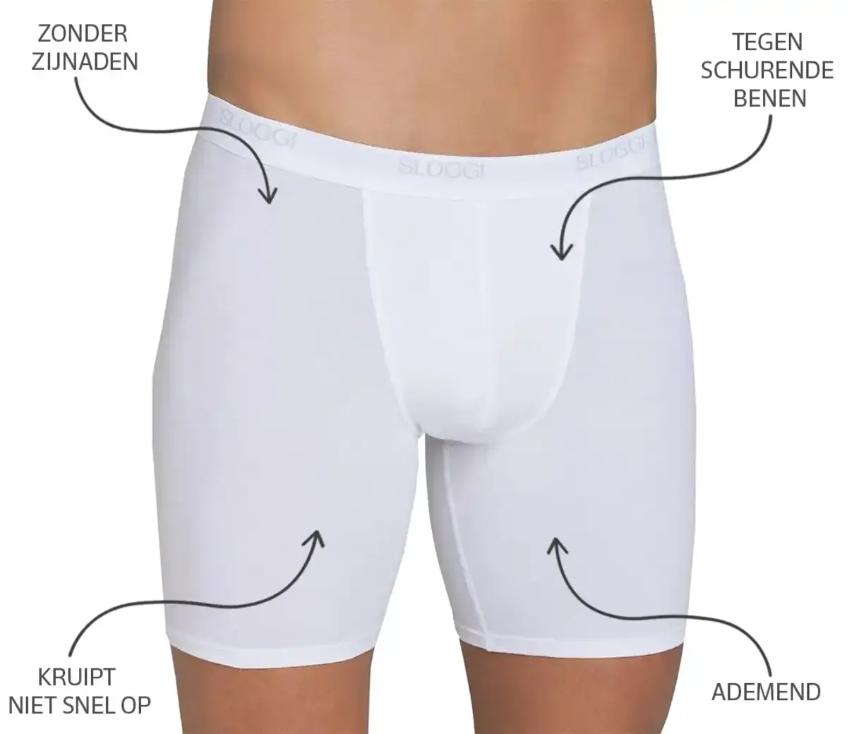 Sloggi Basic Long Heren - Boxershort lange pijpjes - Sloggi ondergoed heren - Tegen schurende benen Sloggi Basic Long Heren - Boxershort lange pijpjes - Sloggi ondergoed heren - Tegen schurende benen