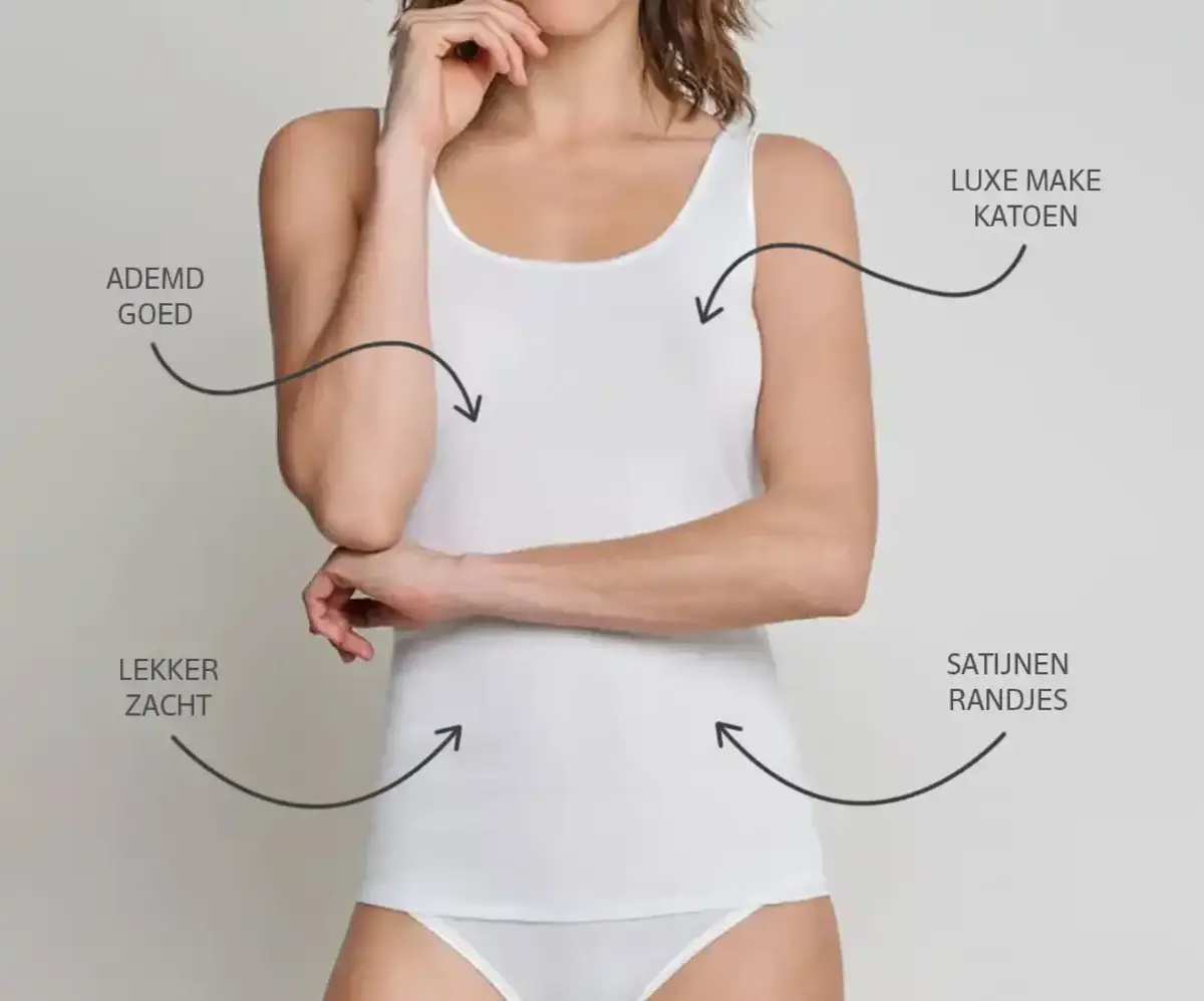 Schiesser dames hemd Luxury - brede bandjes - Wit vrouwen singlet