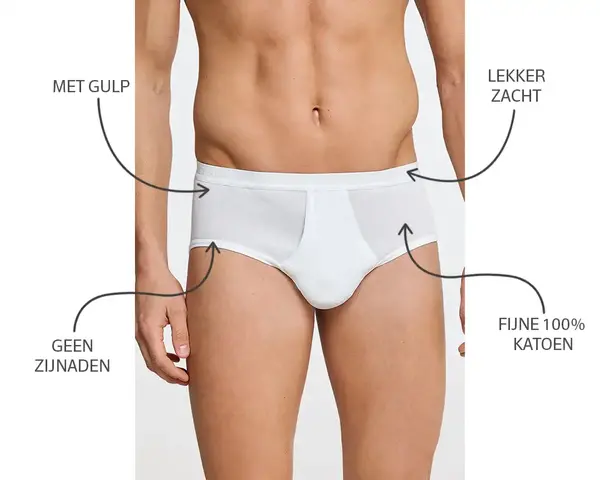 Schiesser 2-pack heren Classic slip met gulp - Wit katoenen heren slip met voorsluiting Schiesser 2-pack heren Classic slip met gulp - Wit katoenen heren slip met voorsluiting