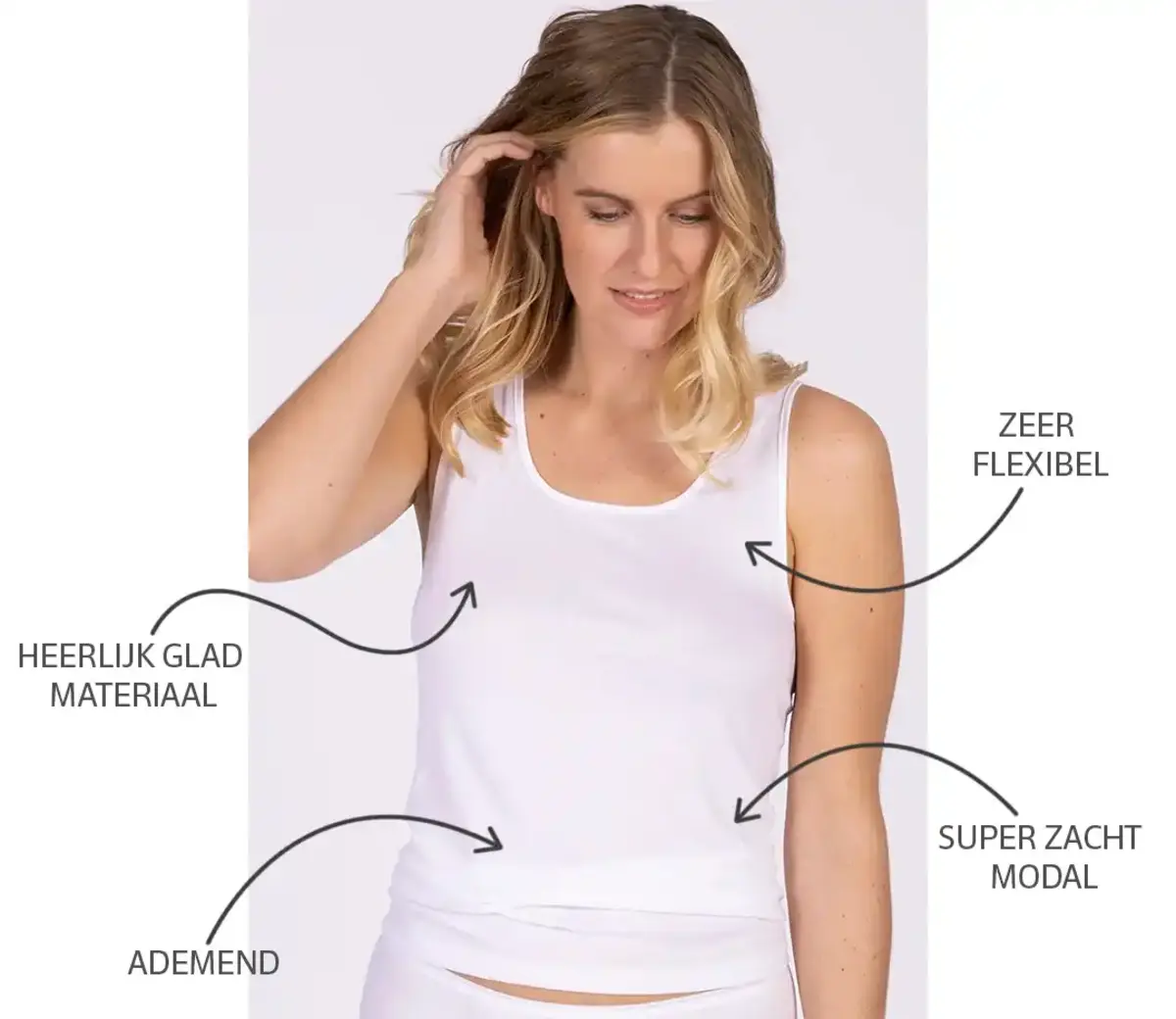 Nina von C modal dames hemd - breed bandje - wit en zwart onderhemd - Singlet vrouwen Nina von C modal dames hemd - breed bandje - wit en zwart onderhemd - Singlet vrouwen