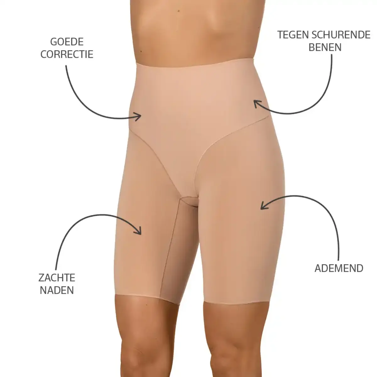 Nina von C hoge corrigerende boxershort met lange pijpjes - Shapewear boxershort katoen