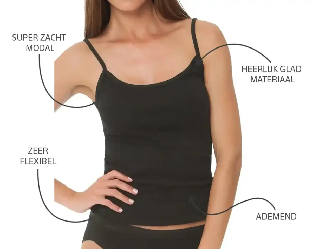 Nina von C dames spaghetti hemd Modal - Vrouwen onderhemd wit en zwart - Hemdjes dames