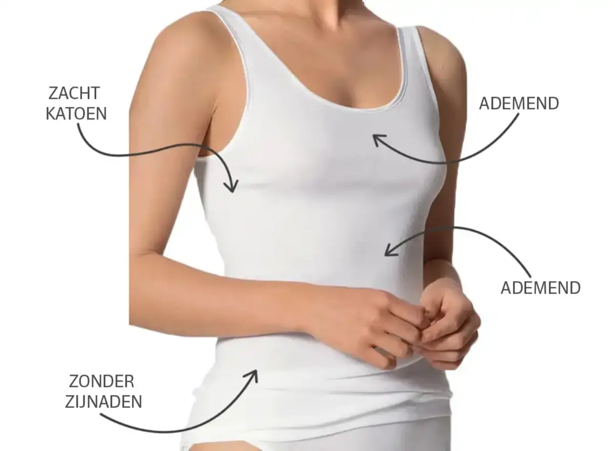 Beeren dames hemd Madonna - 100% Katoen - Dames onderhemd - Singlet - Brede bandjes - Hemdjes dames