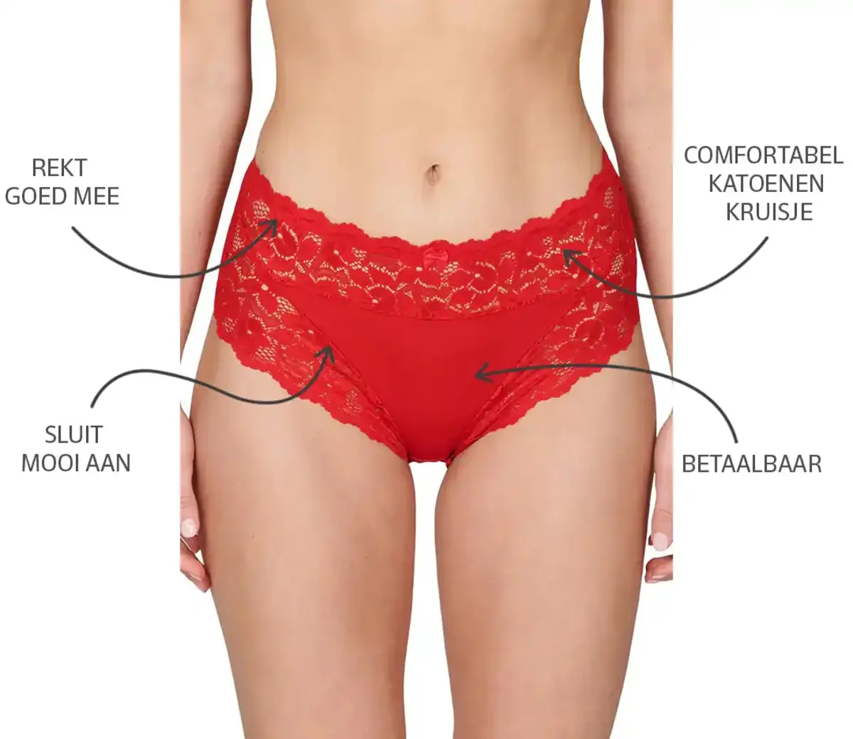 J&C  dames tailleslip met kant - microfiber - Kanten vrouwen onderbroek - Elastisch